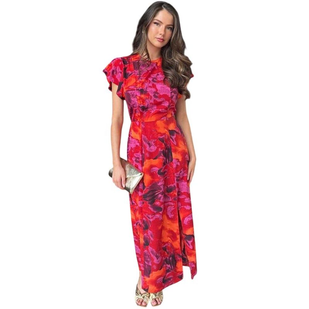 AX Paris Womens/Ladies Floral Flutter Midi Dress / Orange